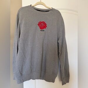 Men’s Vans Heather Gray Sweatshirt with Red Rose